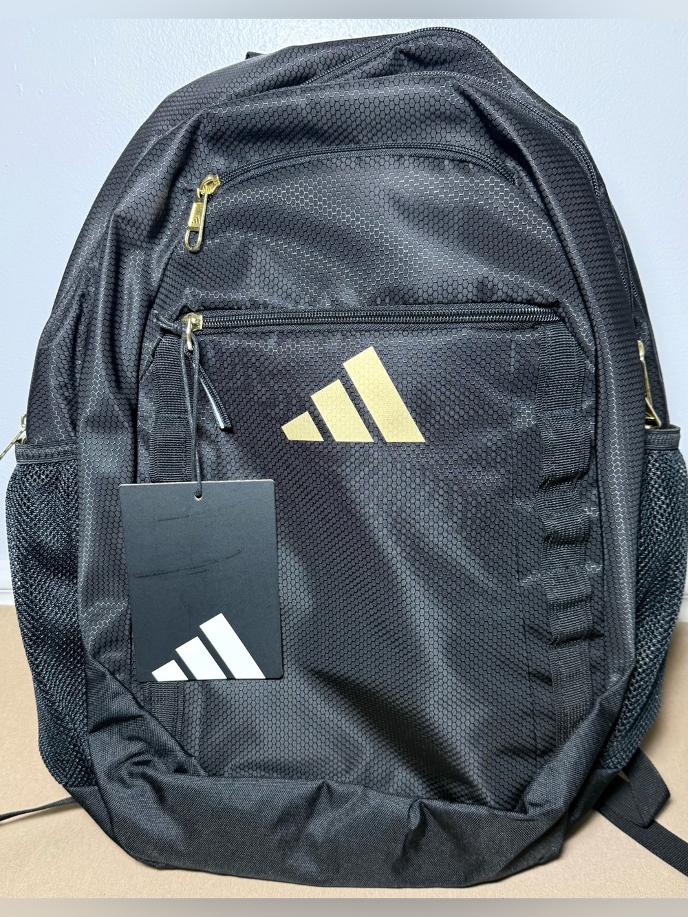 Adidas Excelerator Black Backpack with Gold Logo & Accents